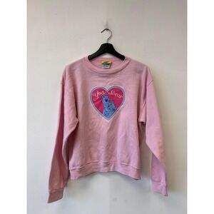 Vintage Hanna Barbera Sweatshirt Teens XL Pink Yogi Bear Heart Graphic USA 90s